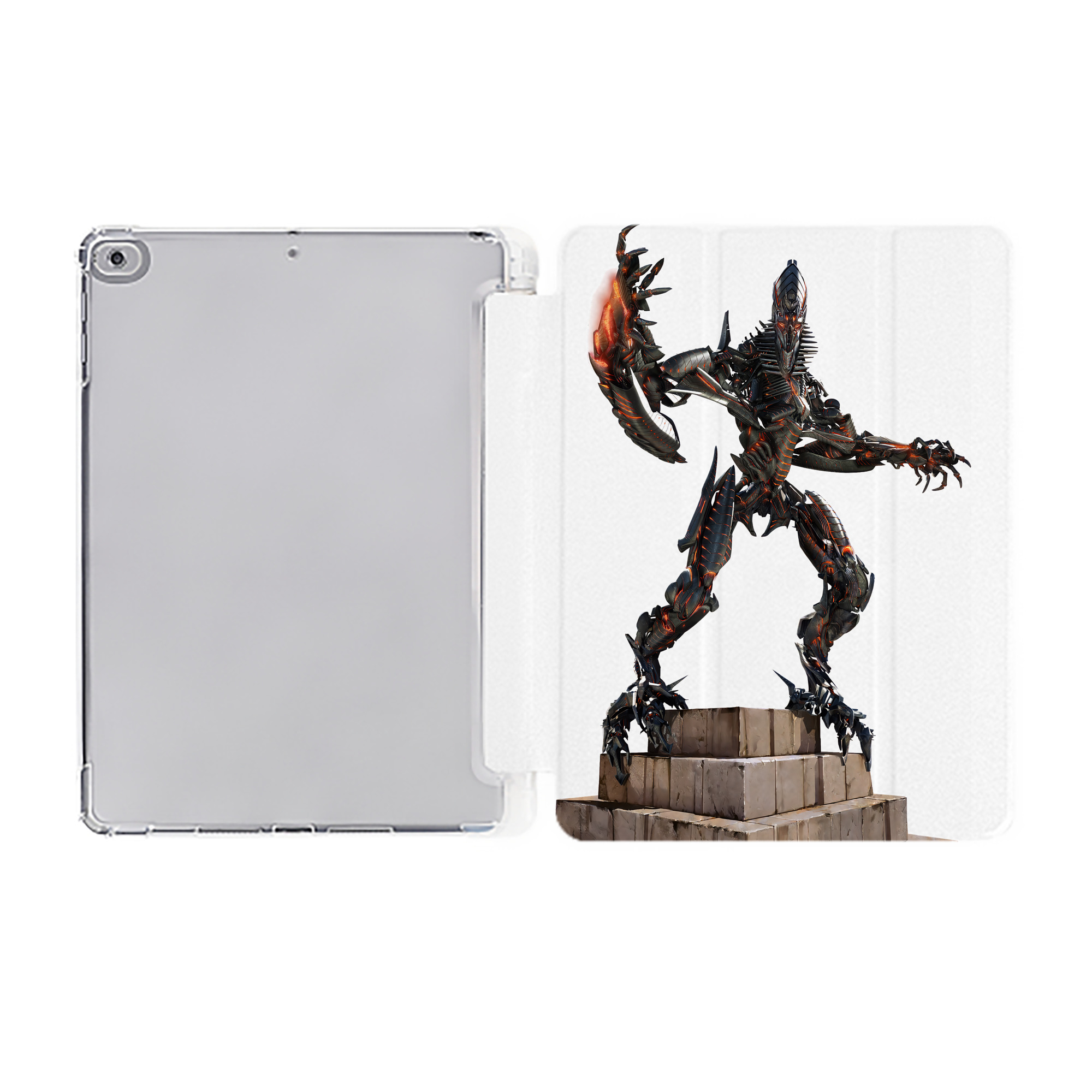 （画像用） Transformers トランスフォーマー IPad ケース ペン収納付き 三つ折りスタンド PUレザー×シリコン 対応機種9.5/10.5/10.9インチ